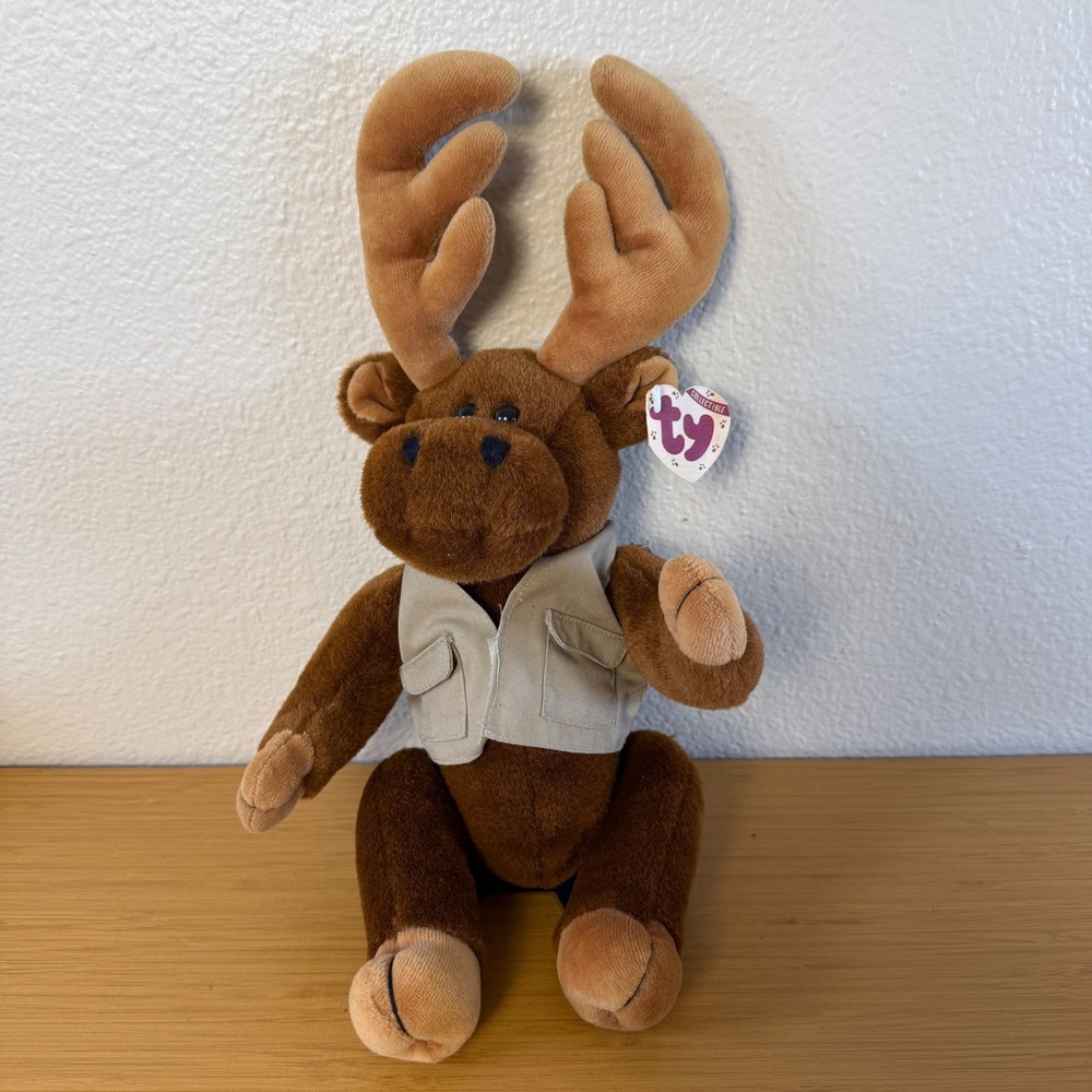 Ty Attic Treasures Montgomery Moose Plush Unisex Small Brown Vest 1993 Vintage